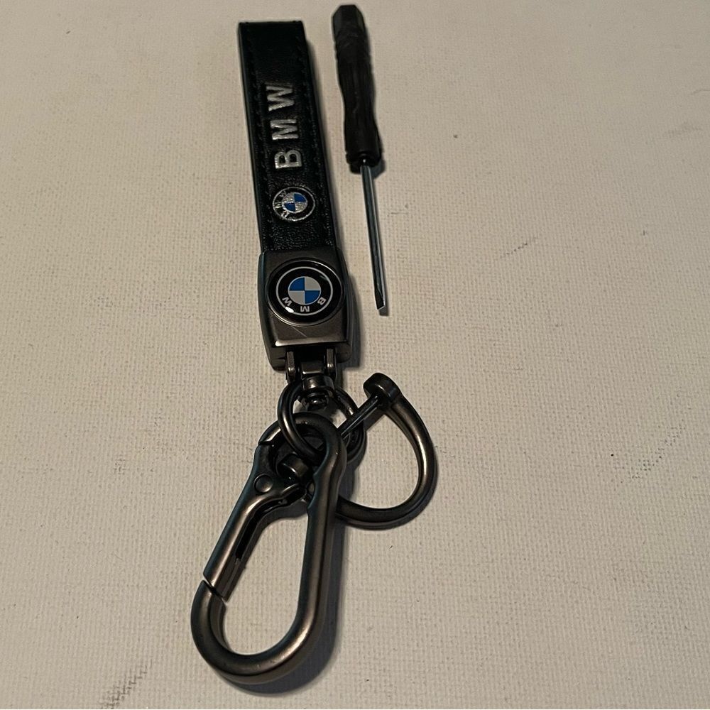 BMW Key Fob Keychain in Black Leather NWT